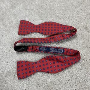 Vintage Lands' End Bow Tie Mens Red Silk Floral Pointed Adjustable USA Menswear